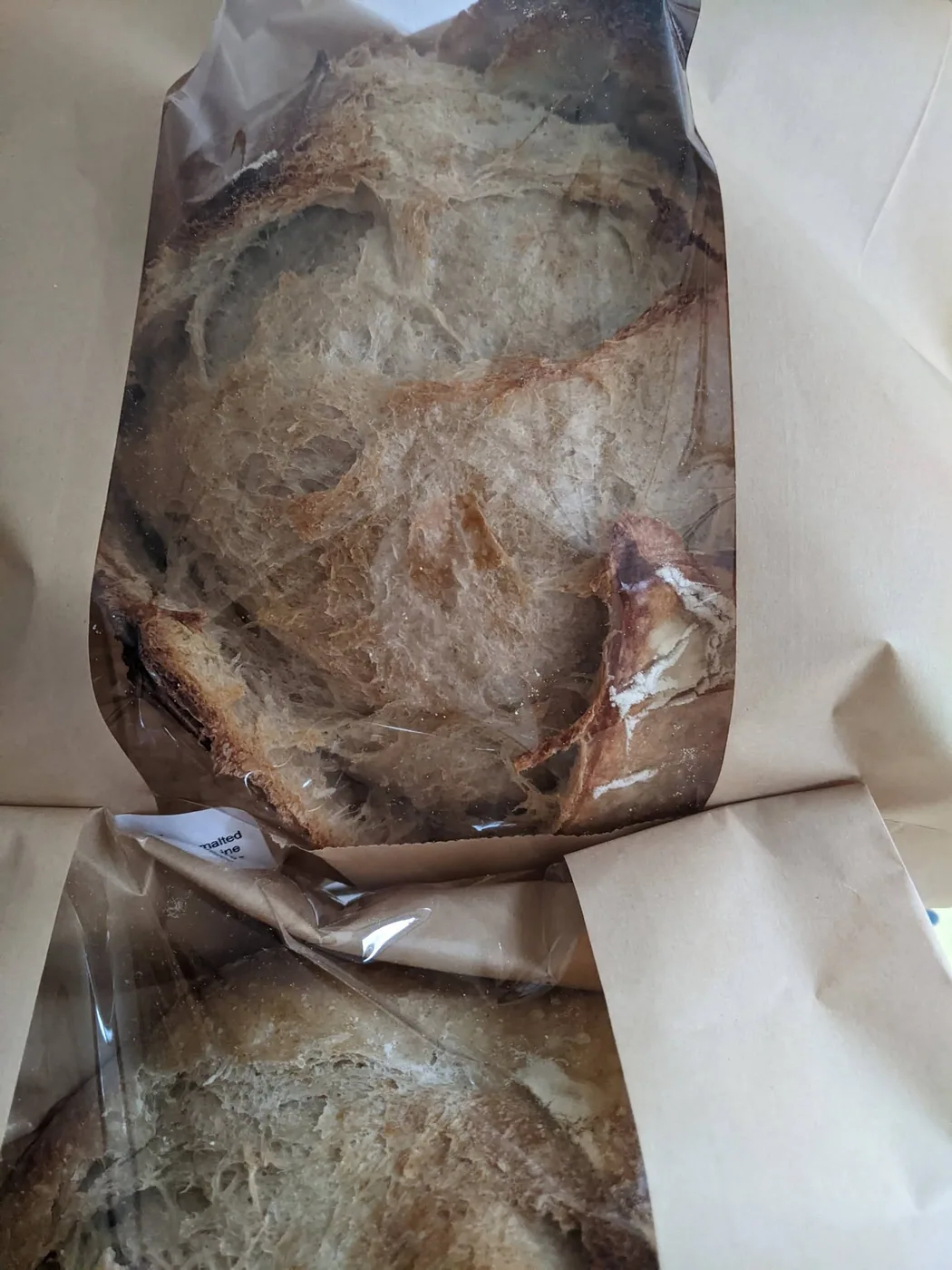 Packaged sourdough bread from Bald Mountain Farm.