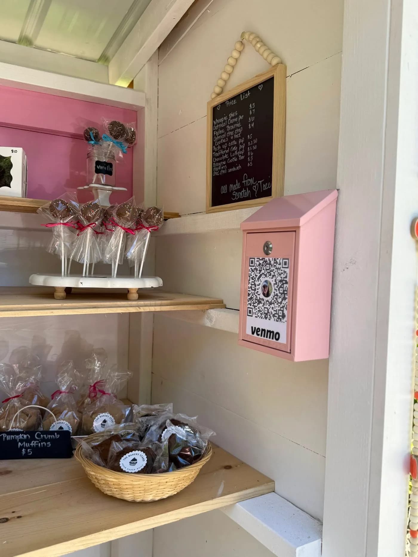 Scratch-baked sweets displayed inside The Bakery Stand NH farm stand.